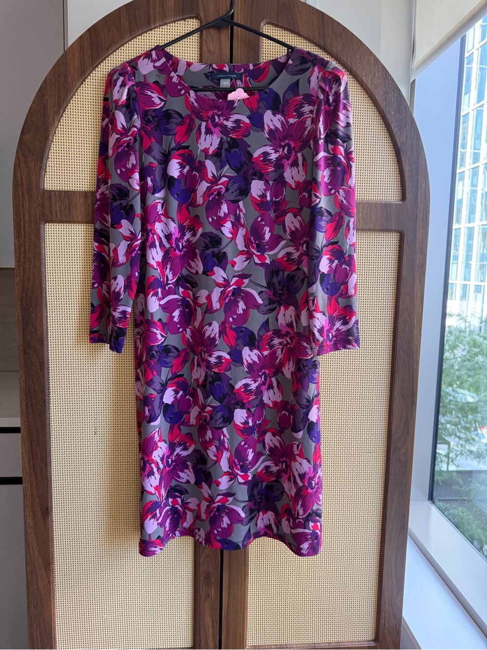 Tommy Hilfiger Pink & Purple Floral Midi Dress - size 8